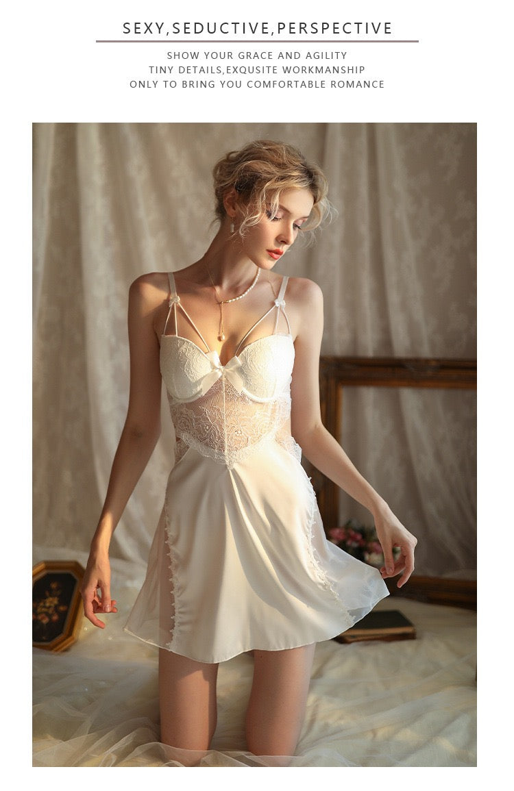 ⁠Sexy Lace Sheer Suspender Nightdress⁠
