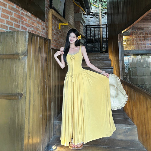 French Romantic Lace Knit Cami Maxi Dress - Mist & Cloud Edition