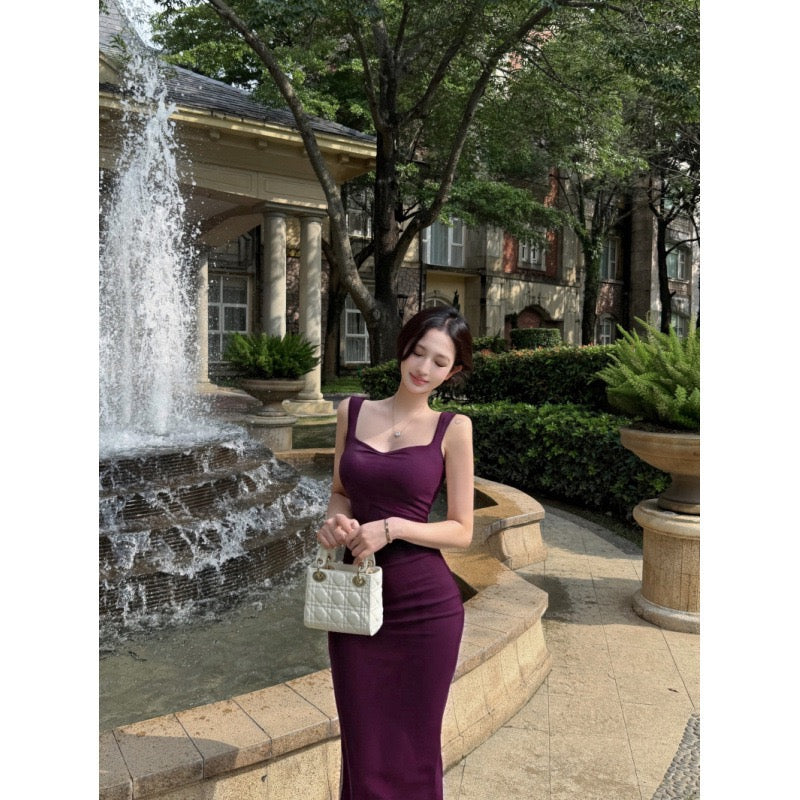 Sultry V-Neck Bodycon Midi Dress - Elegant Evening Slim Fit
