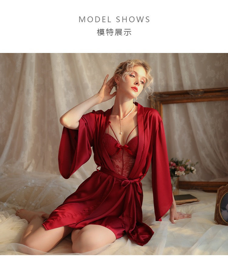 ⁠Sexy Lace Sheer Suspender Nightdress⁠